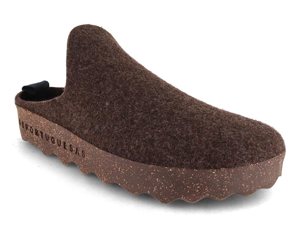 ASPORTUGUESAS heren pantoffels van vilt, Come, donkerbruin