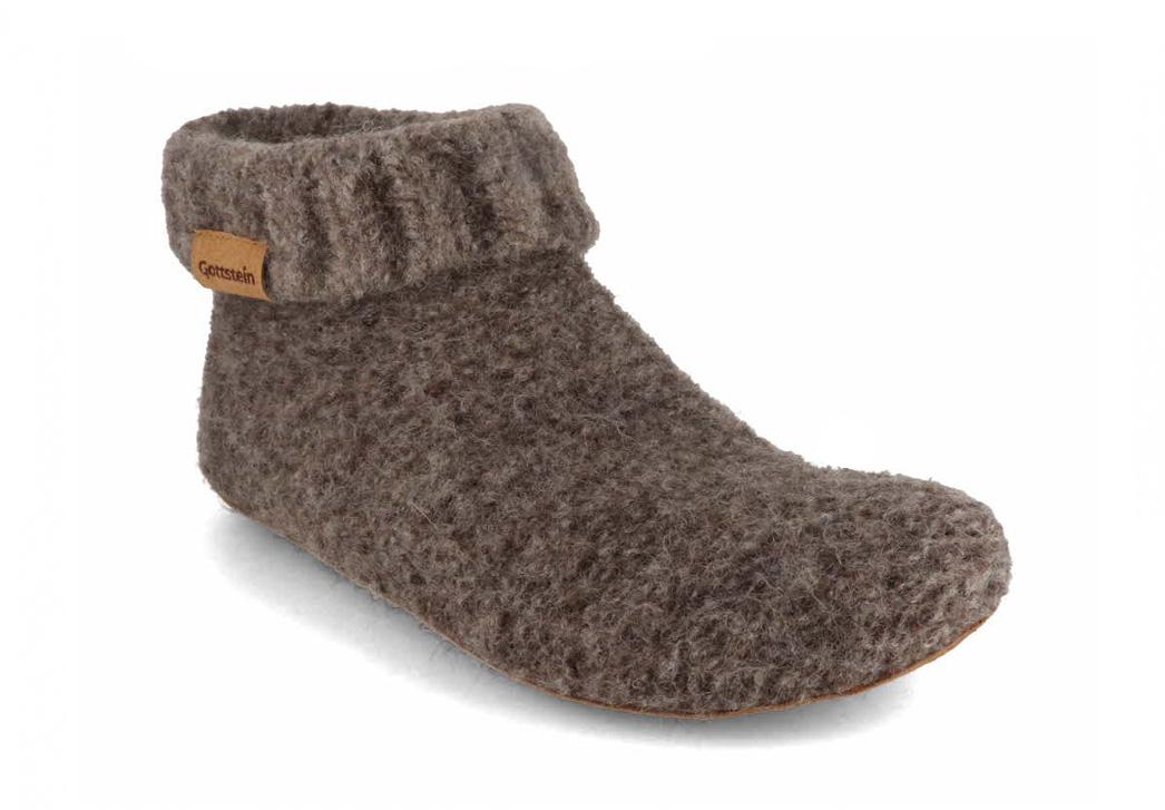 Gottstein Gebreide Boot Pantoffels, bruinmelange