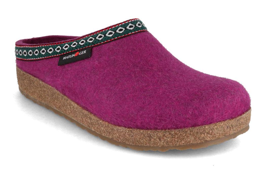 HAFLINGER Dames Vilt Pantoffels Grizzly Franzl, moerbei