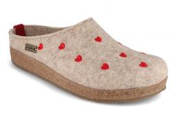 HAFLINGER dames vilten pantoffels Grizzly Cuoricino, be