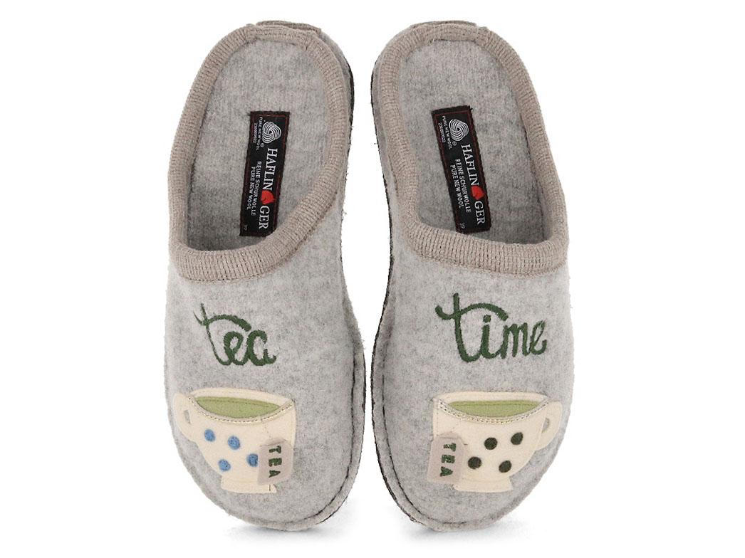 HAFLINGER Flair Tea Time pantoffels, steenkleurig
