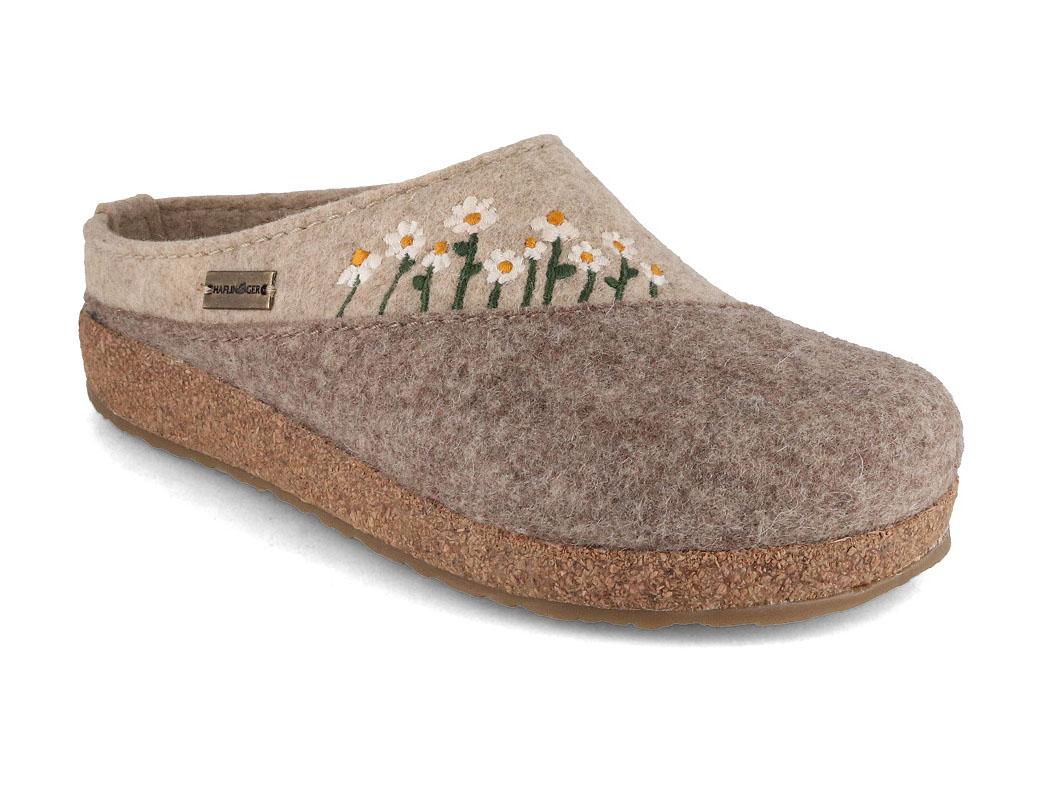 HAFLINGER Grizzly Daisy vilten pantoffels voor dames, beige gem�leerd