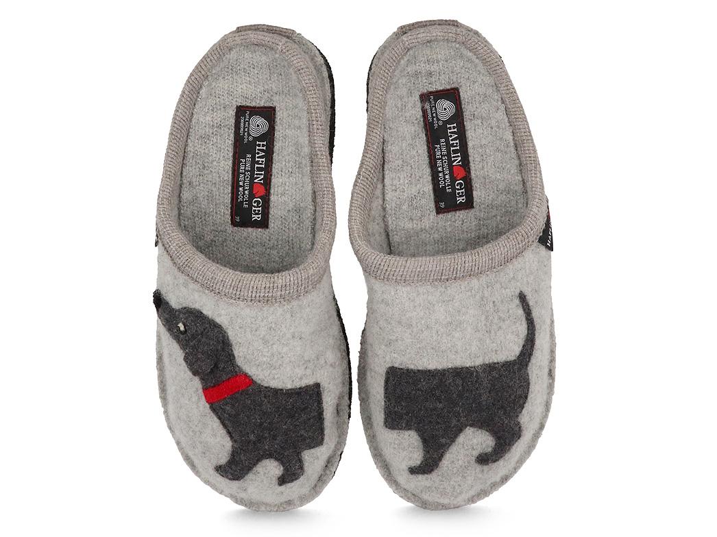 HAFLINGER Pantoffels met hondenmotief Flair Teckel, steengrijs