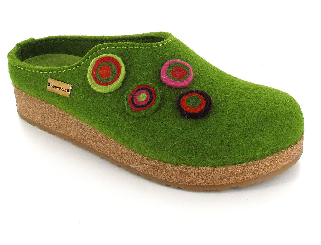 HAFLINGER Vilt Pantoffels Grizzly Kanon, grasgroen
