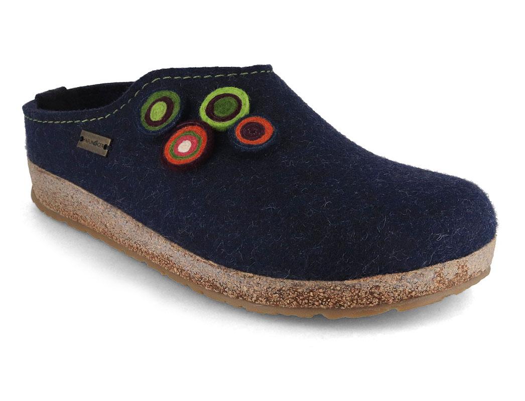 HAFLINGER Vilt Pantoffels Grizzly Kanon, marineblauw