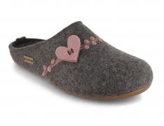 HAFLINGER damesslippers van vilt Everest Coeur, antraci