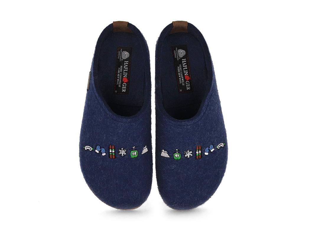HAFLINGER vilten pantoffels Grizzly Pistengl�ck, jeans