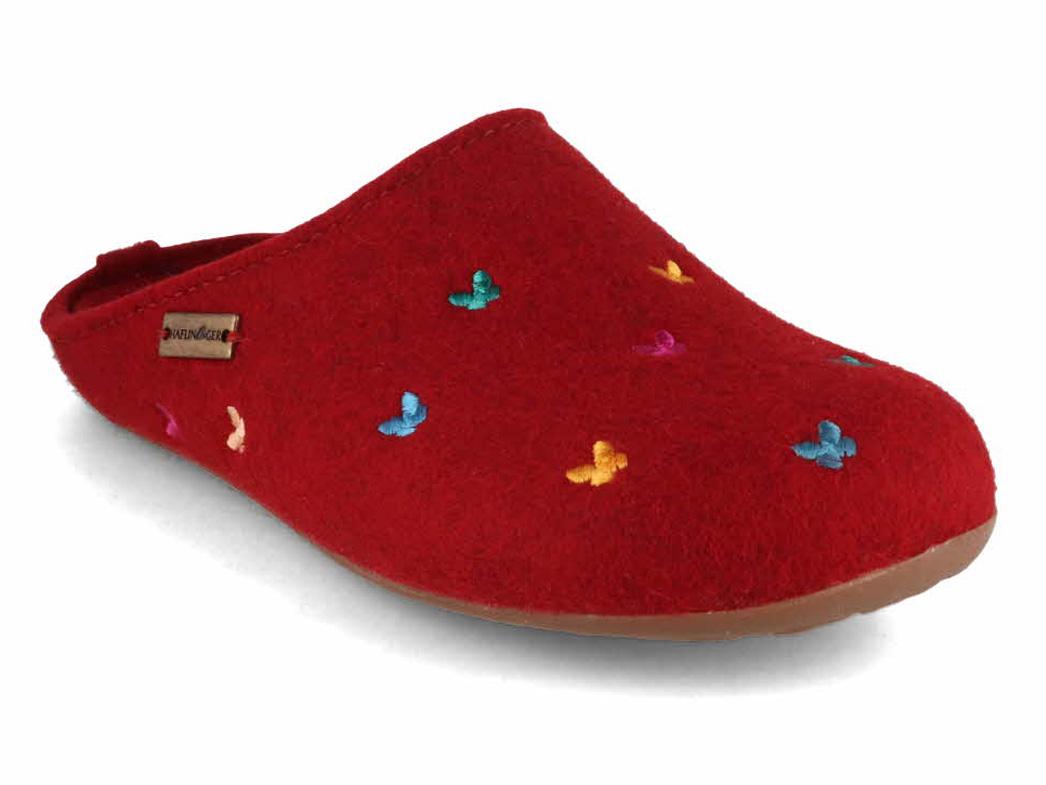 Haflinger Dames Filtpantoffels Everest Farfalline, paprica
