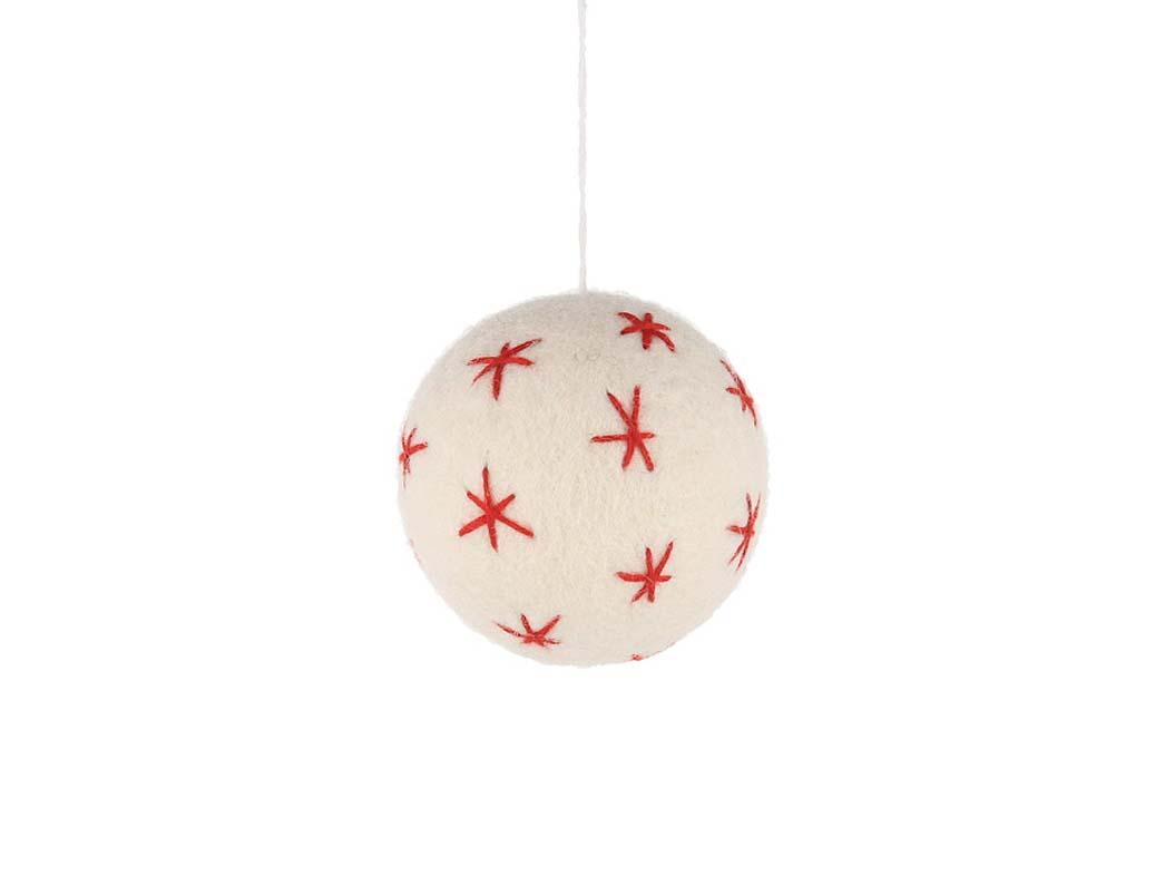 Kerstbal van WoolFit� vilt met sterren, wit