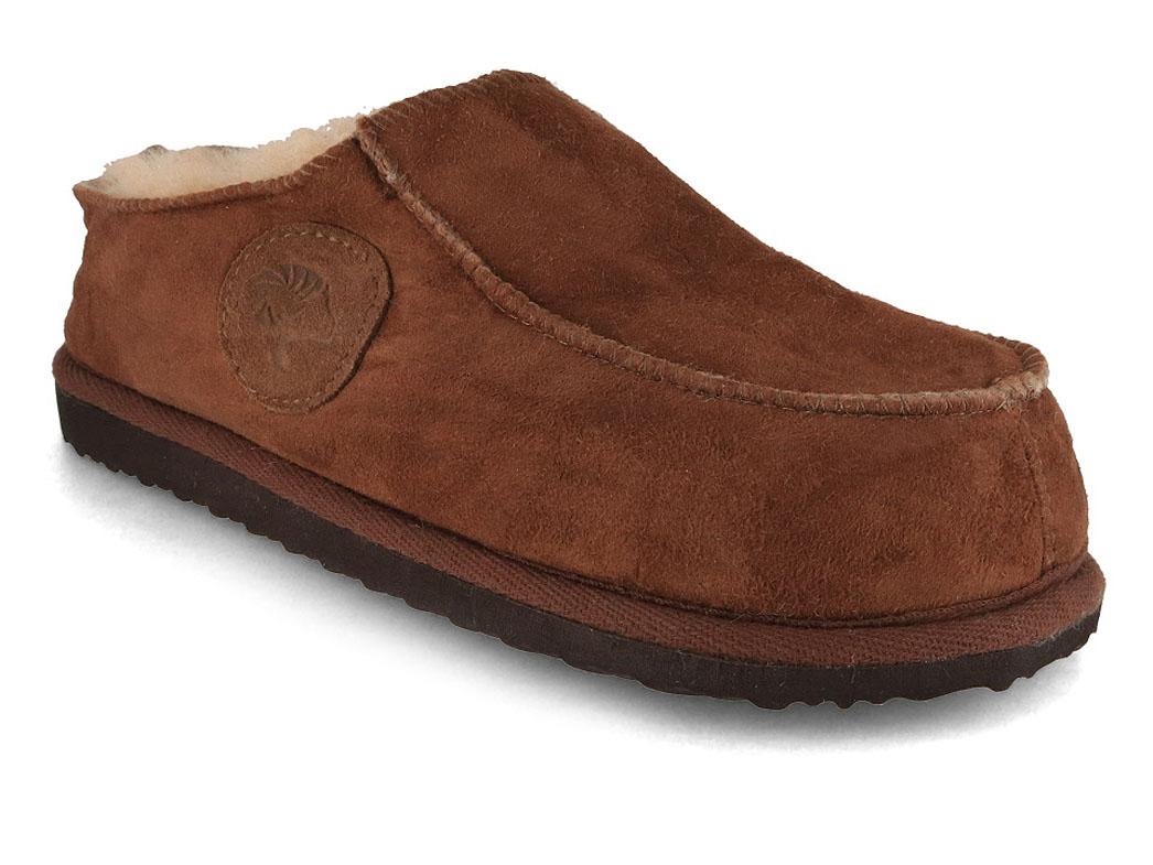 Lammbock� Lammbert pantoffels van lamsleer, cognac