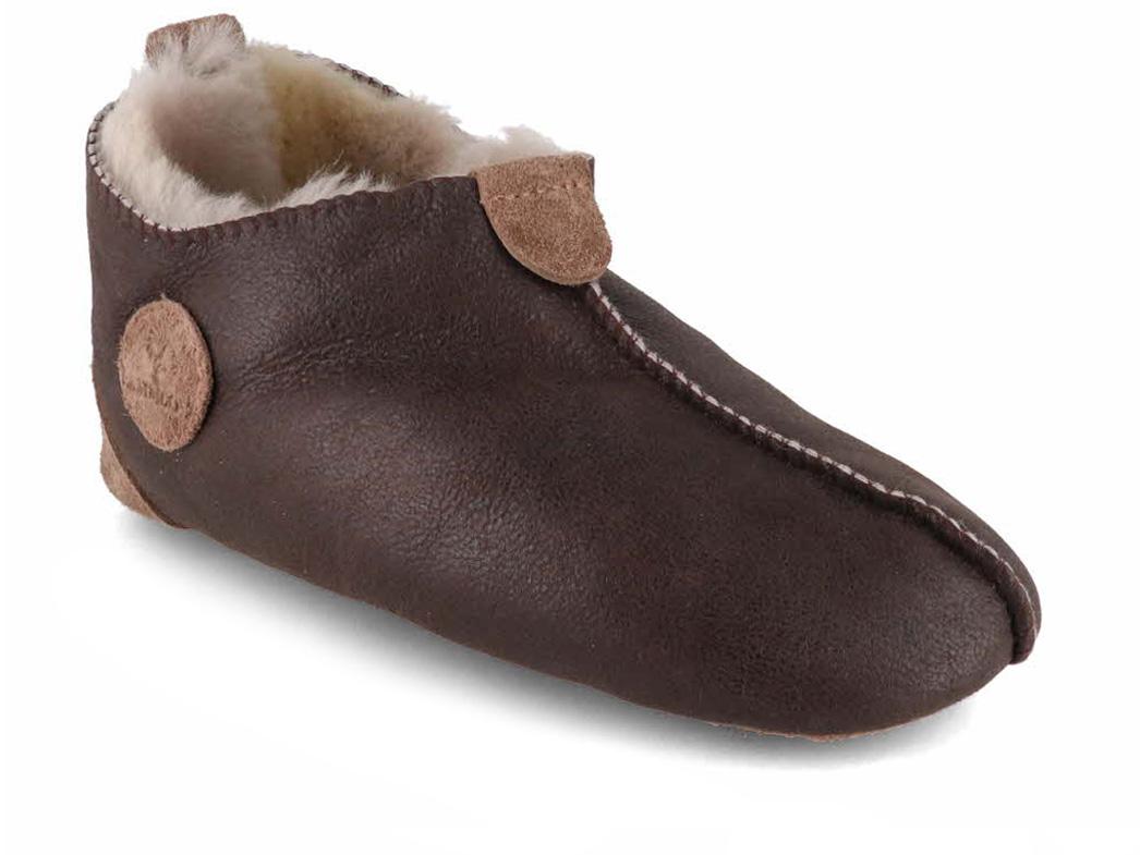 Lammbock Lamsvacht Pantoffels Texel, donkerbruin