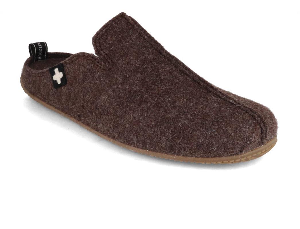 Living Kitzb�hel Heren Vilt Pantoffels Zwitsers Kruis, dark oak