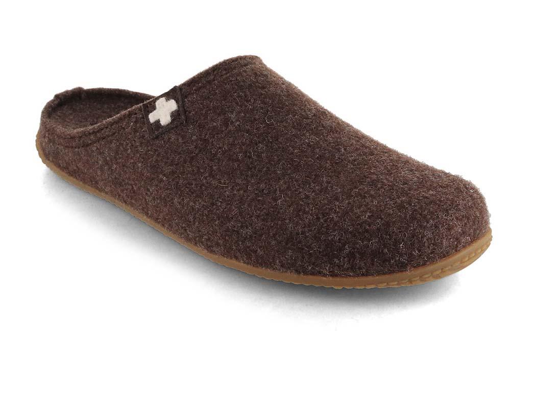 Living Kitzb�hel Vilt Pantoffels Zwitsers Kruis, dark oak