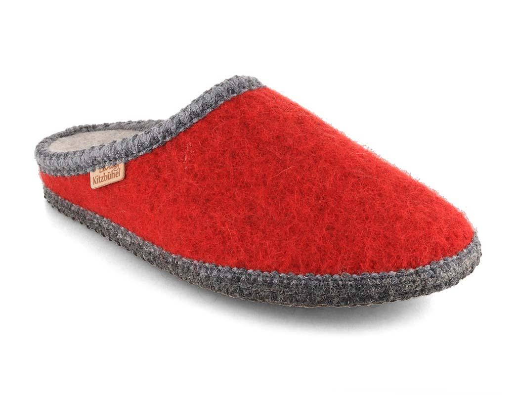 Living Kitzb�hel dames effen gehaakte pantoffels met gehaakte versiering, rood