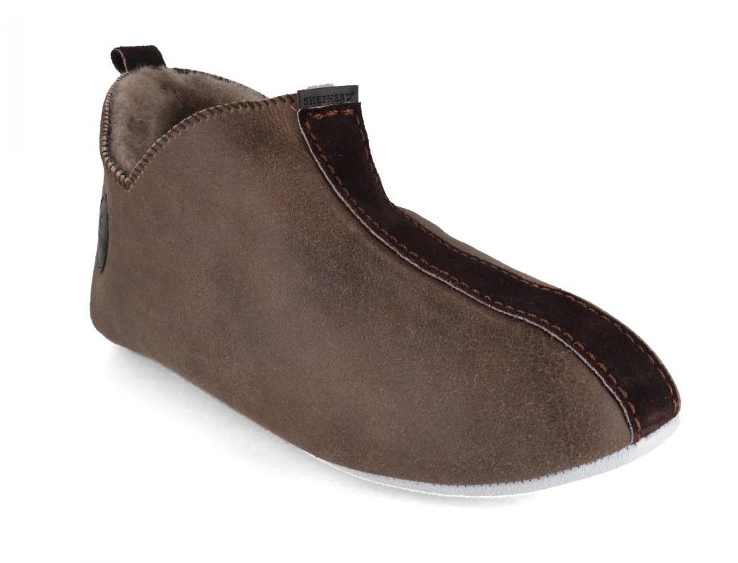 SHEPHERD� Dames schapenvacht huisschoenen Lina, steen geolied antiek