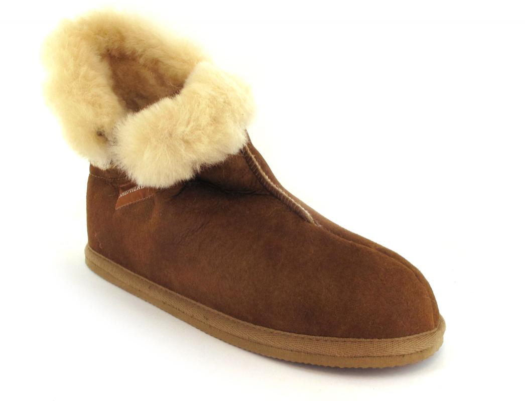 SHEPHERD� Dames schapenvacht pantoffel Bella, antiek cognac/leo