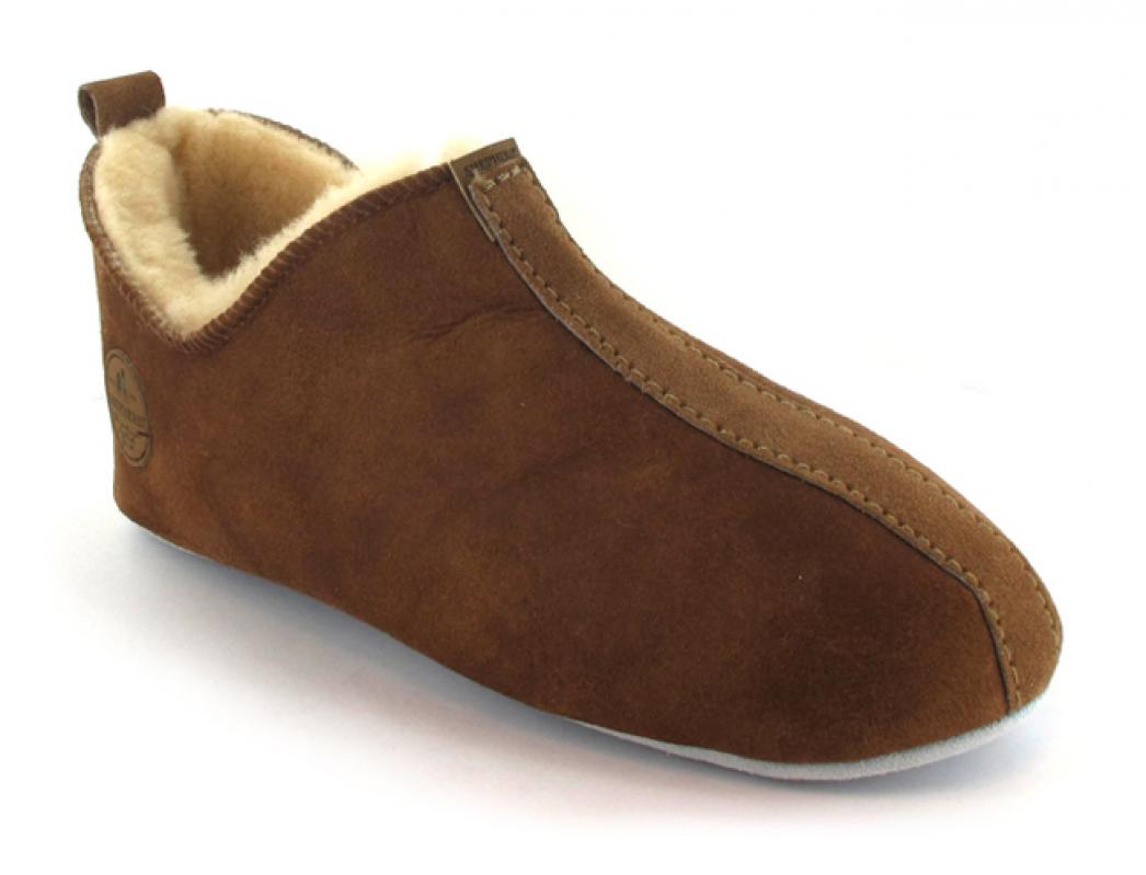 SHEPHERD� Dames schapenvacht pantoffels Lina, antiek/cognac
