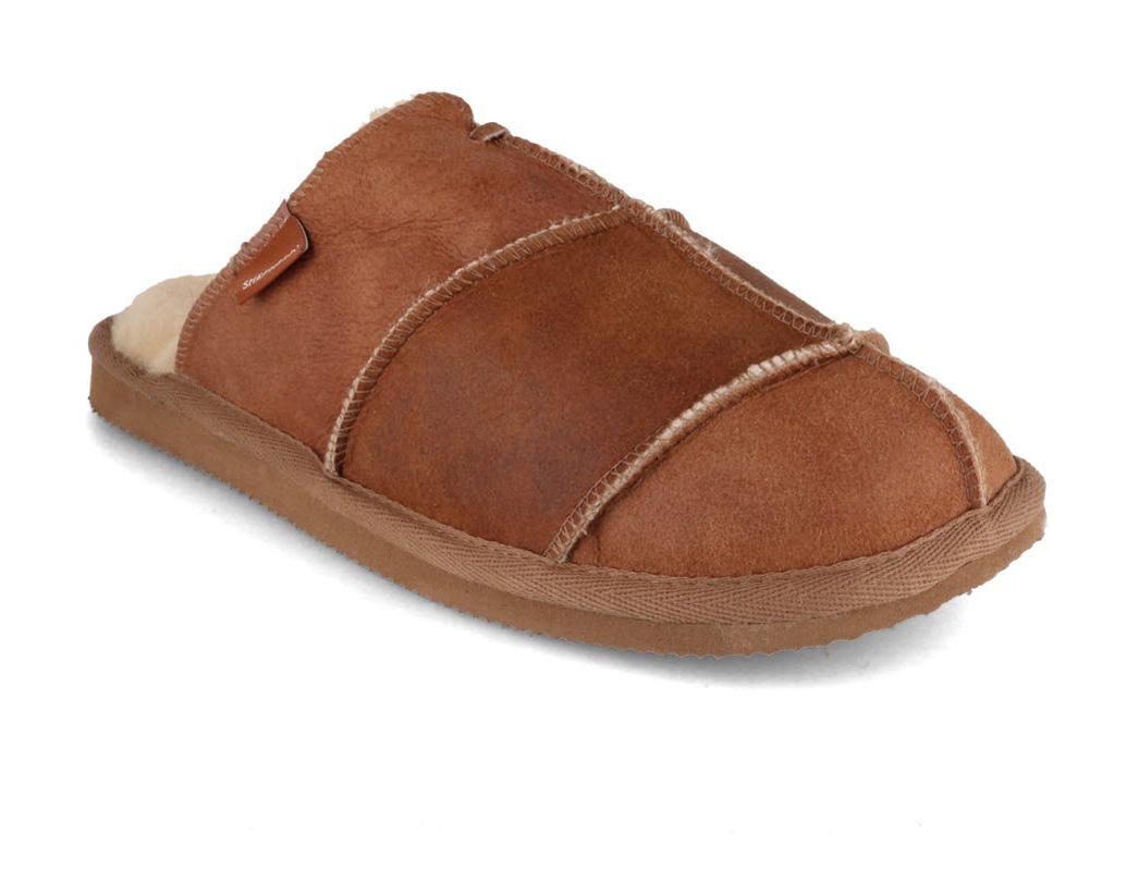 SHEPHERD� Heren schapenvacht huisschoenen Allan, antiek cognac