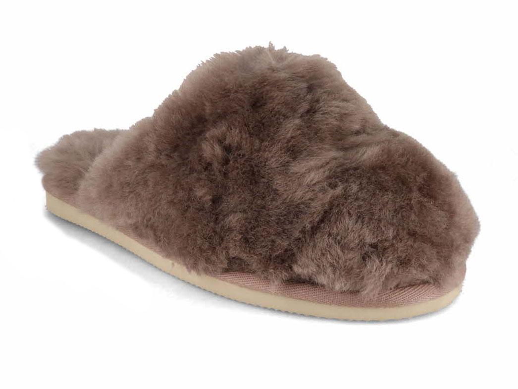 Thies� Dames Schapenvacht Pantoffels Fluffy, olifantengrijs