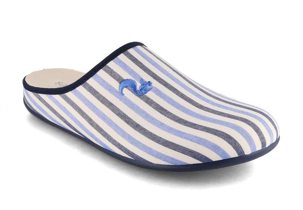 Thies dames katoenen pantoffels Eco pyjama, blauw