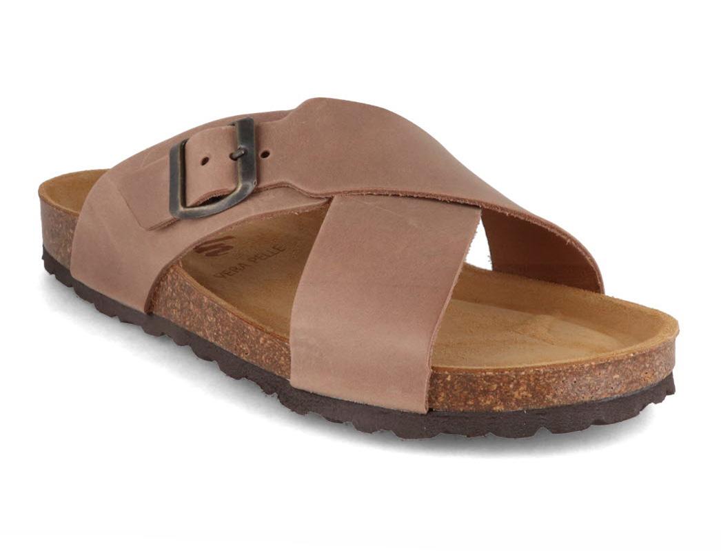 Tuffeln� Anatomische Leren Kurk Sandalen �Sylt� Kruisband Sandaal, Beige
