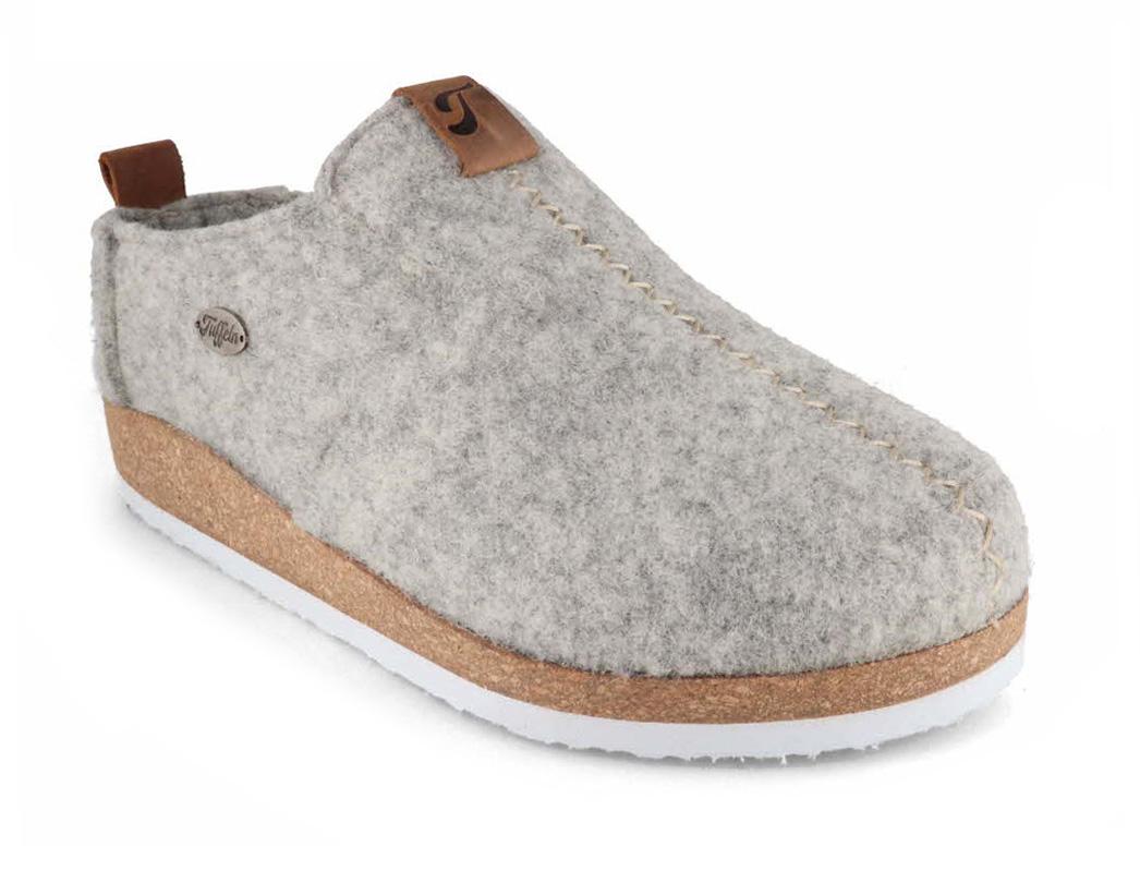 Tuffeln� Pantoffels met Kurk Voetbed �Thuiskomen�, Lichtgrijs