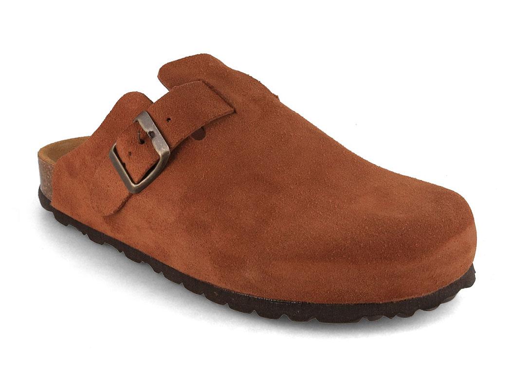 Tuffeln nubuck leren klompen "Helgoland", tabacco