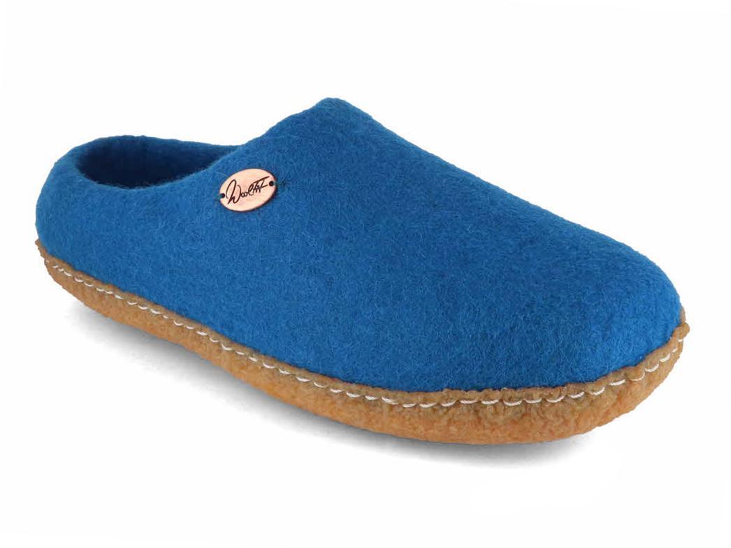 WoolFit� Footprint met Natuurlijke Rubberen Zool, Blauw