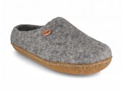 WoolFit pantoffels Footprint grijs met rubberen zool