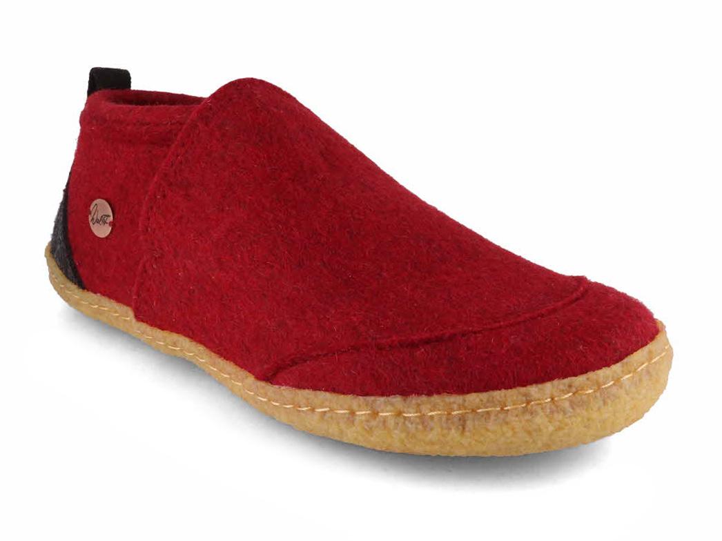 WoolFit� Taiga met Natuurlijke Rubberen Zool, donkerrood