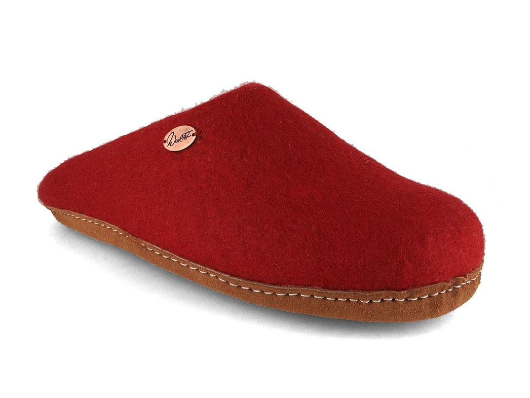 WoolFit� Tibet Vilten Pantoffels, donkerrood