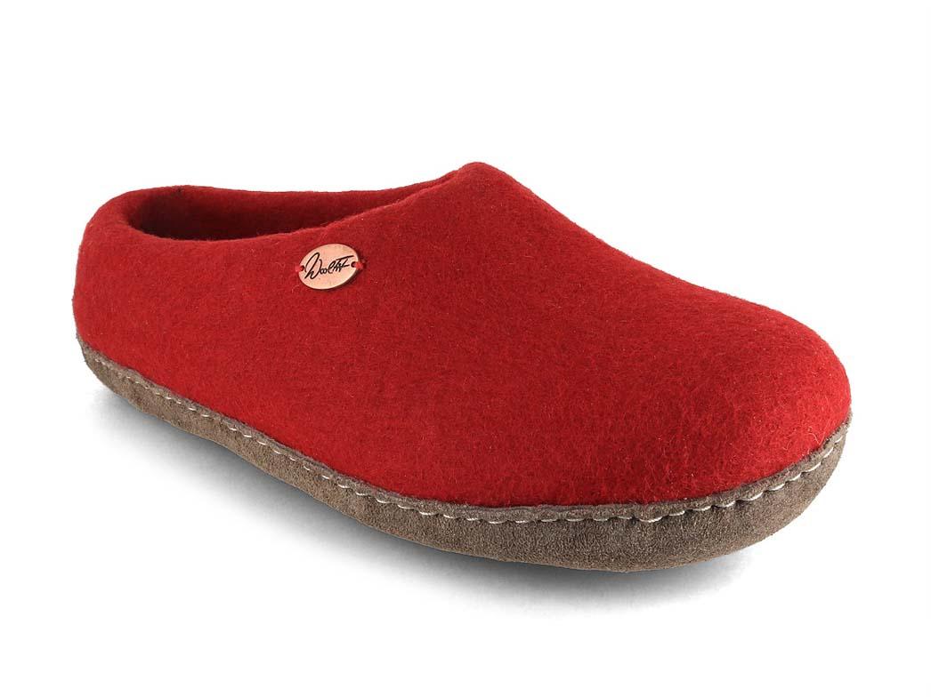 WoolFit� Vilten Pantoffels Footprint, Donkerrood