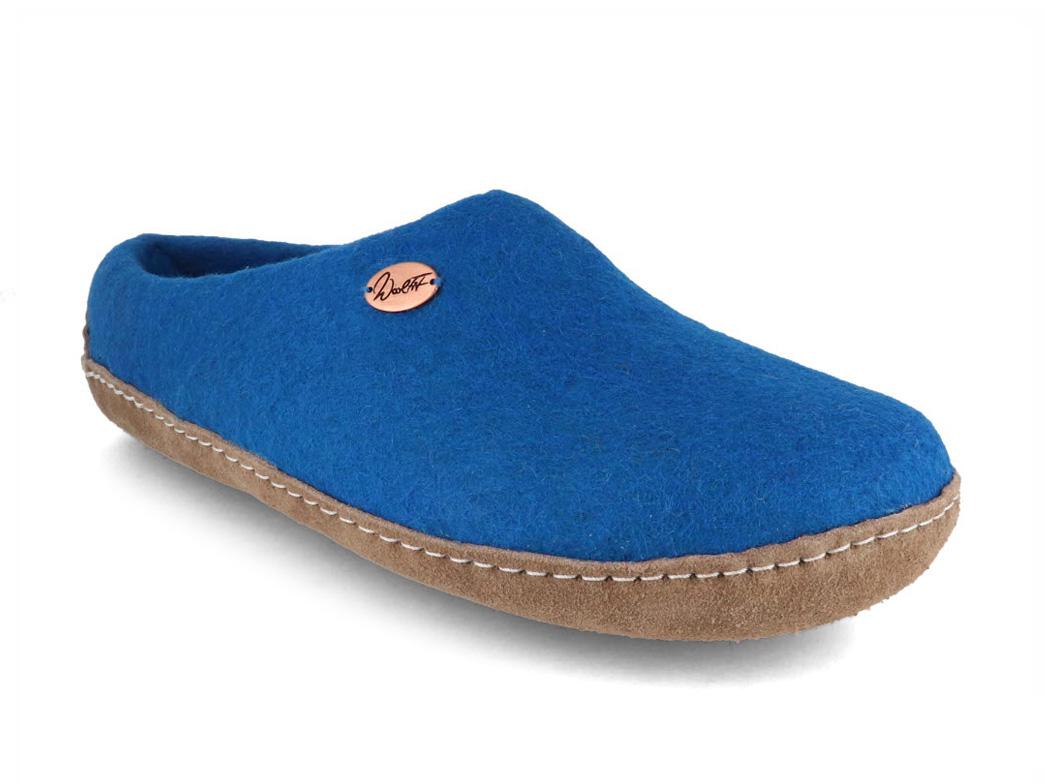 WoolFit� Vilten Pantoffels met Voetbedrukking, Blauw