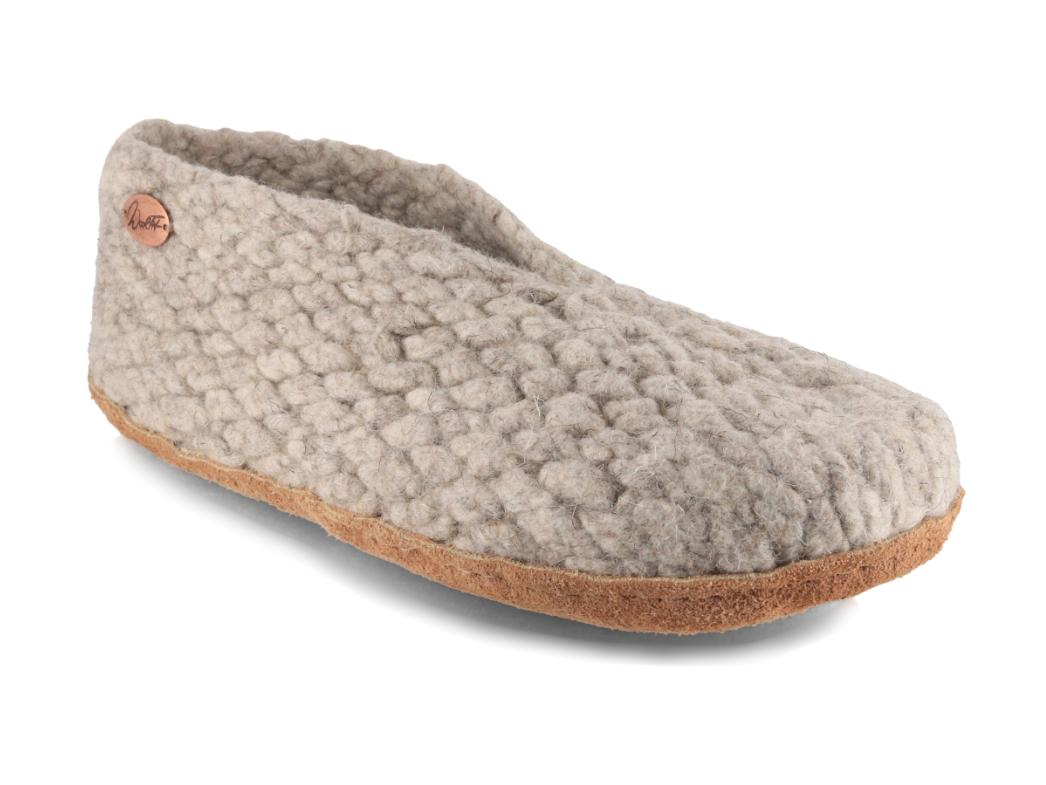 WoolFit� Woolies Handgeweven Huttenschoenen, natuurlijk