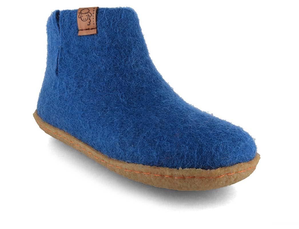 WoolFit� Yeti Kids kindersloffen met rubberen zool, blauw