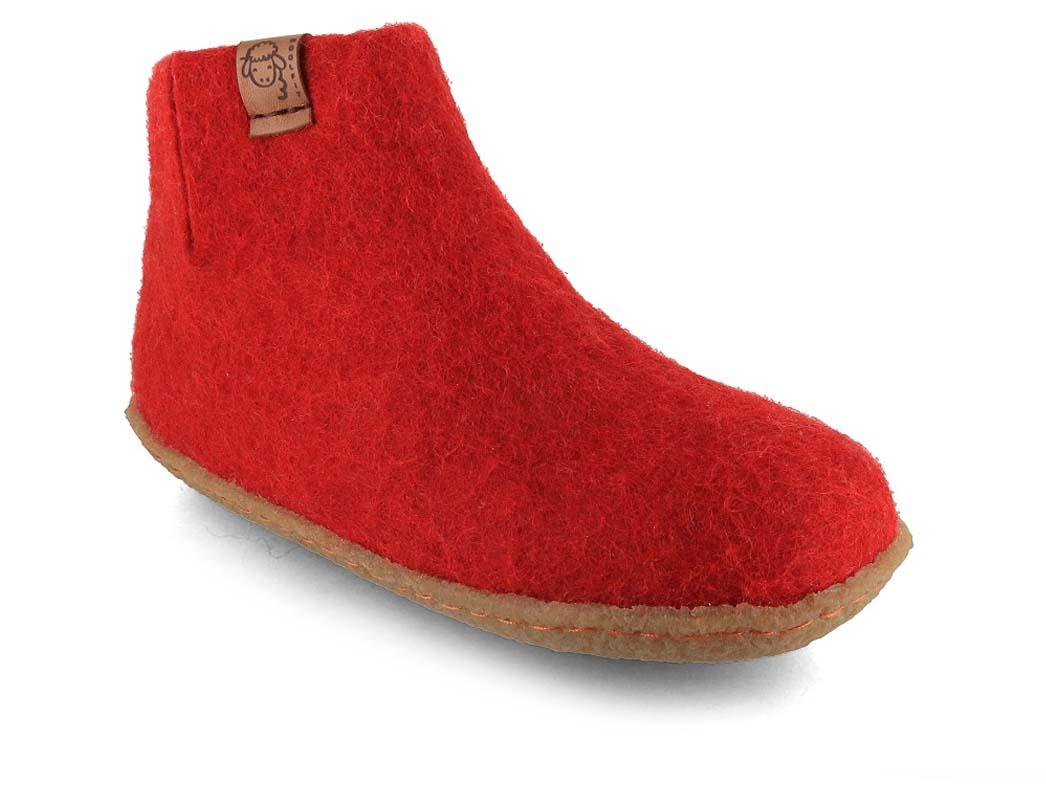 WoolFit� Yeti Kids kindersloffen met rubberen zool, rood