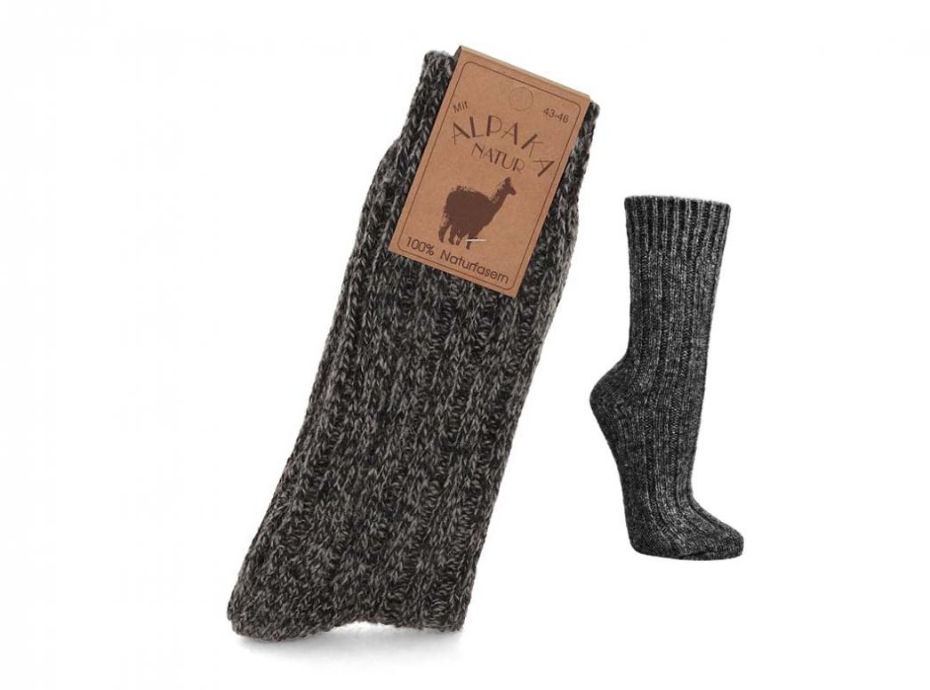 WoolFit� alpaca wollen sokken van 100% natuurlijke wol extra warm, grijs gem�leerd