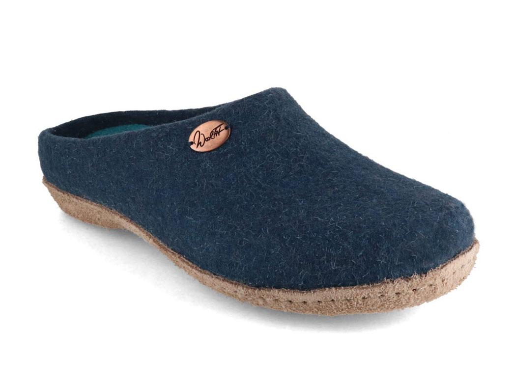 WoolFit� handgevilte Pantoffels Classic, blauw