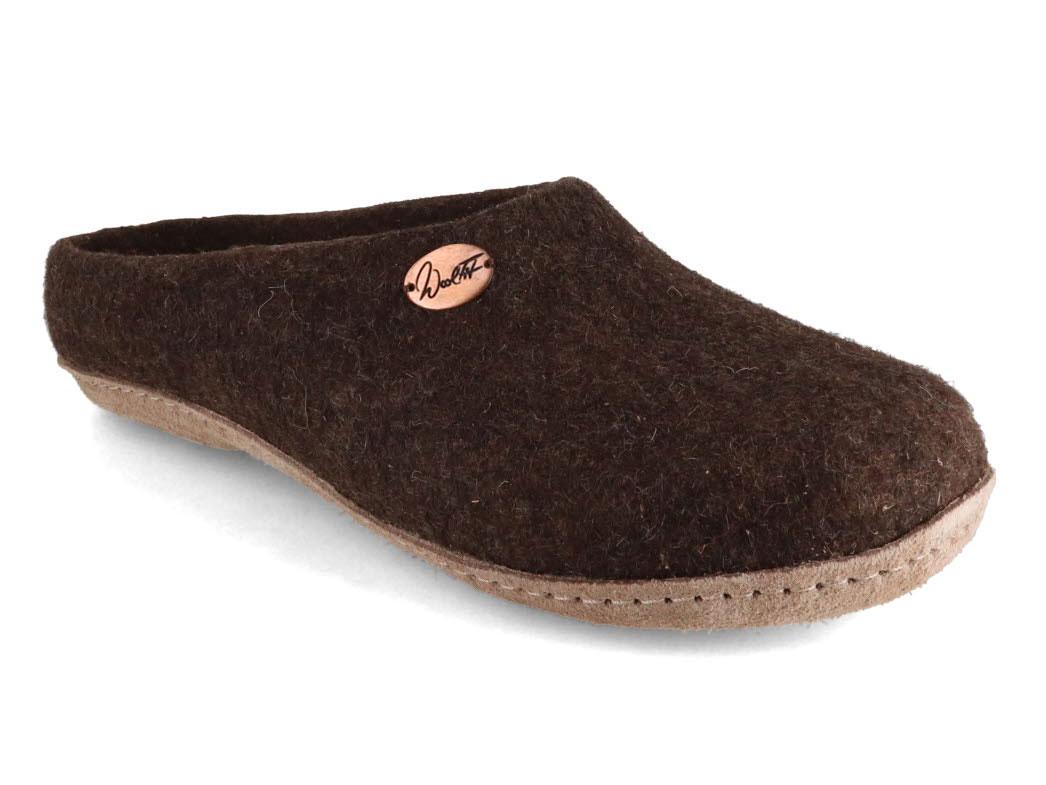 WoolFit� handgevilte Pantoffels Classic, bruin