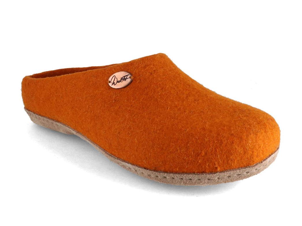 WoolFit� handgevilte Pantoffels Classic, oranje