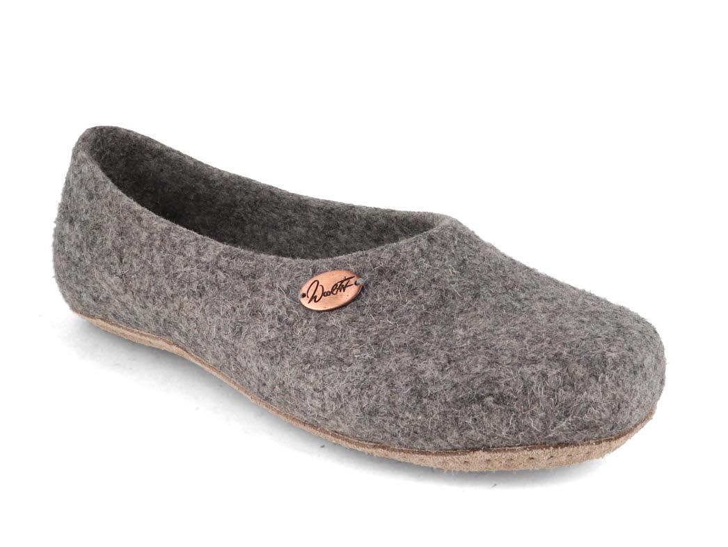 WoolFit� handgevilte ballerina's, lichtgrijs