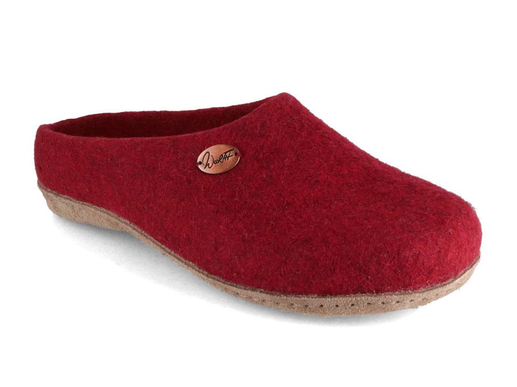 WoolFit� handgevilte pantoffels Classic, donkerrood