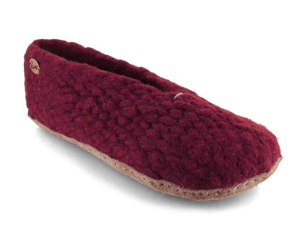 WoolFit� handgeweven damessloffen Woolies, bordo