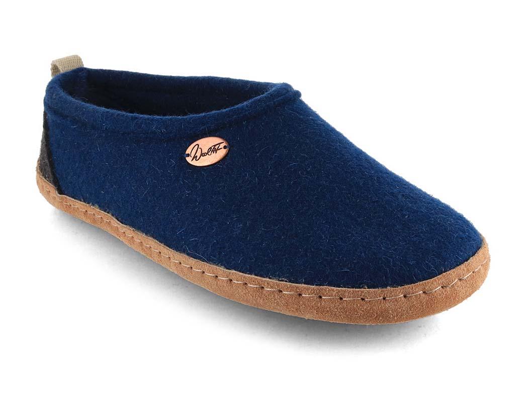WoolFit� hoge vilten pantoffels Highland, blauw.