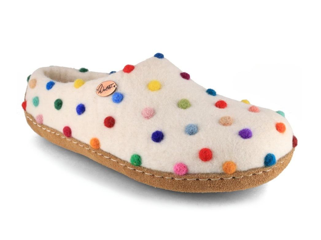 WoolFit� pantoffel voor dames Footprint, kleurrijke stippen