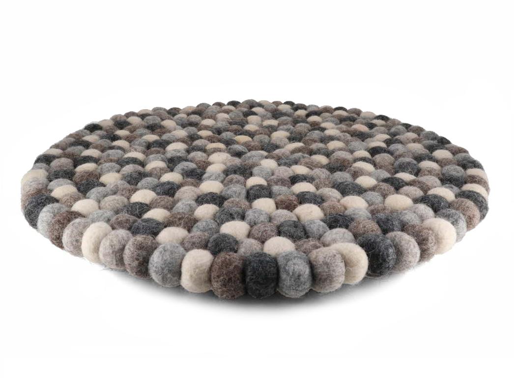 WoolFit� vilten ballen zitkussen tafeldecoratie 40cm rond, grijs