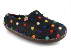 WoolFit� vilten pantoffel Voetprint, grafiet/gekleurd gestippeld