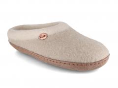 WoolFit� vilten pantoffels met voetbed en leren zool Sh