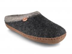 WoolFit� vilten pantoffels met voetbed & leren zool She
